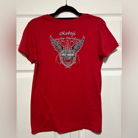 Vintage Y2k Harley Davidson Red Baby Tee. Women's size Large in good condition. - Picture 4 of 6